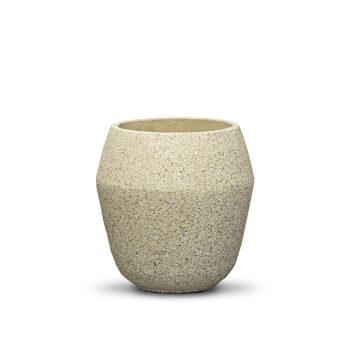 Pot de fleurs d'intérieur texturé calcaire en beige| Ciment | PT036 2