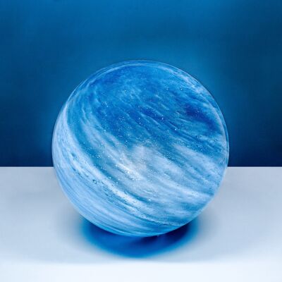 Glass Table Lamp Blue Round 28cm GL006