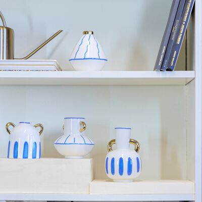 Griechenland inspirierte Vase weiß blau nautische Ägäis Kantharos