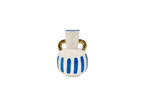 Greece Inspired Vase White Blue Nautical Aegean Athena