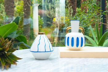 Grèce Inspiré Vase Blanc Bleu Nautique Aegean Athena 4