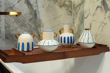 Grèce Inspiré Vase Blanc Bleu Nautique Aegean Athena 2