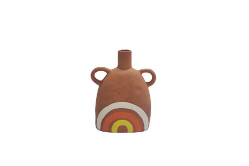 Terracotta Vase with Sunrise Painting