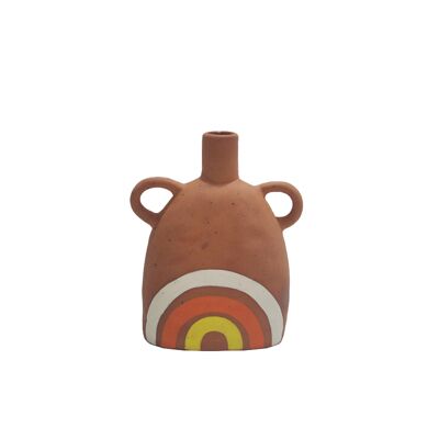 Terracotta Vase with Sunrise Painting