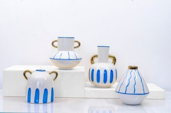 Grèce Inspiré Vase Blanc Bleu Nautique Égée Tripoli 1