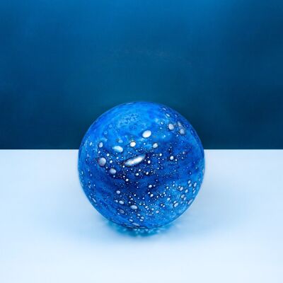 Mundgeblasene Tischlampe aus blauem Glas GL025