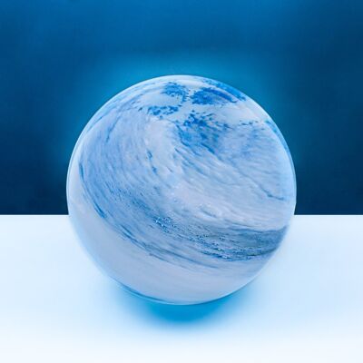 Handblown Blue Glass Table Lamp Planet Earth 28cm GL024