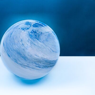 Handblown Blue Glass Table Lamp Planet Earth 28cm GL024