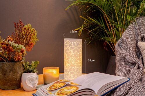 Cylinder Porcelain Table Lamp with Floral Motifs LP034