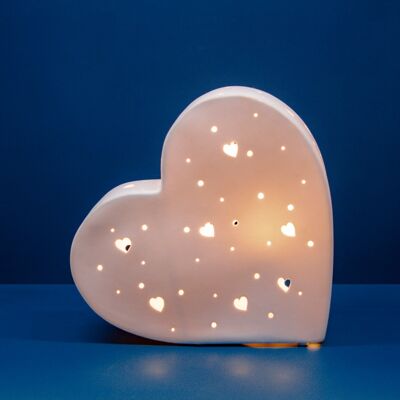 Lampada da notte in porcellana per bambini a forma di cuore