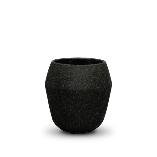 Limestone Textured Indoor Plant Pot in Black | No Drainage | Cement PT040