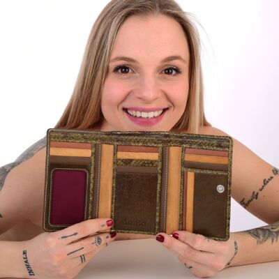 Sunsa Creations leather wallet. RFID protect wallet. Big wallet. Ladies girls purse model "Eva"