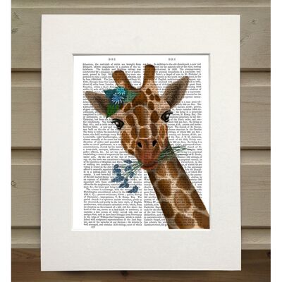 Chewing Giraffe 1, Book Print, Art Print, Wall Art