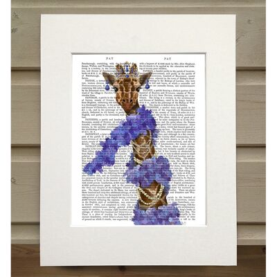 Giraffe with Purple Boa, Book Print, Art Print, Wall Art