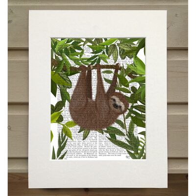 Sloth Hanging Around, Book Print, Art Print, Wall Art