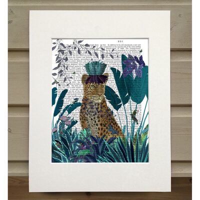 Tropical Leopard, Blue, Book Print, Art Print, Wall Art