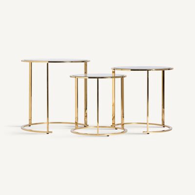 Set 3 tables lune dorées - 50x50x55cm