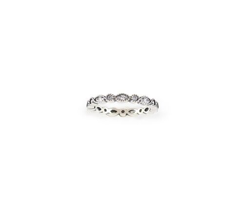 Silver marquise-shaped crystal ring