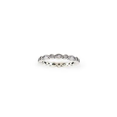 Silver marquise-shaped crystal ring