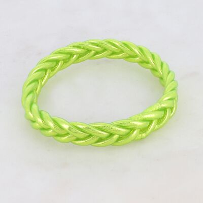 Bracciale rigido buddista intrecciato taglia L - Anice neon