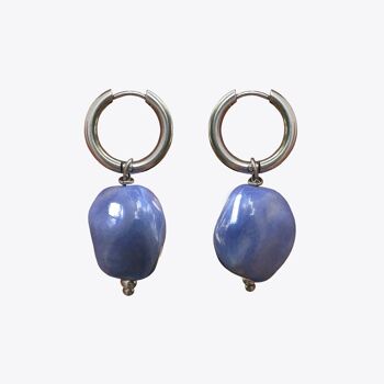 Boucles d'oreilles créoles en céramique bleu clair Jimena 1