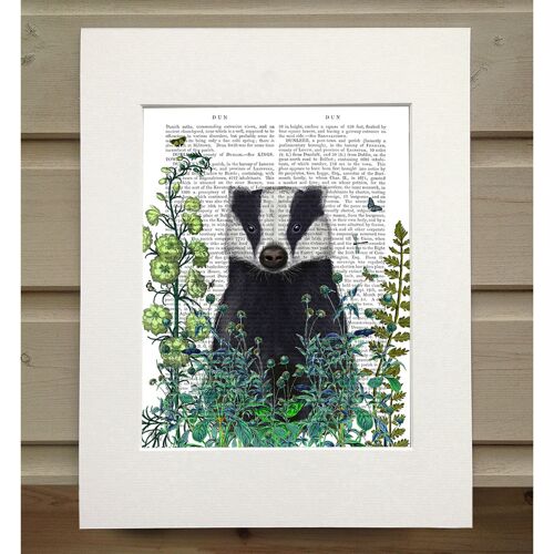 Badger In The Garden, Book Print, Art Print, Wall Art