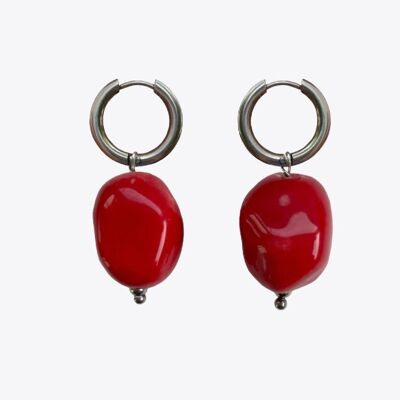 Jimena light ceramic red hoop earrings