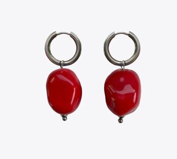Boucles d'oreilles créoles rouges en céramique légère Jimena 1