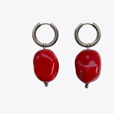 Jimena light ceramic red hoop earrings