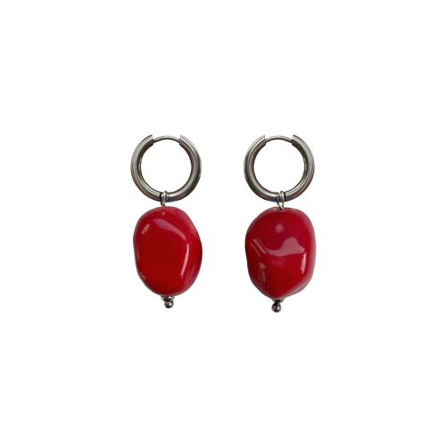 Pendientes cerámica ligeros Jimena aro rojo