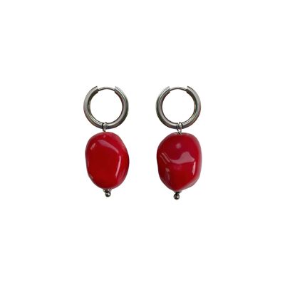 Boucles d'oreilles créoles rouges en céramique légère Jimena
