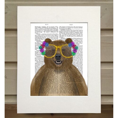Bear and Flower Glasses, Book Print, Art Print, Wall Art
