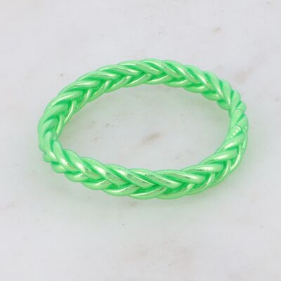 Bracciale rigido buddista intrecciato taglia M - Verde neon