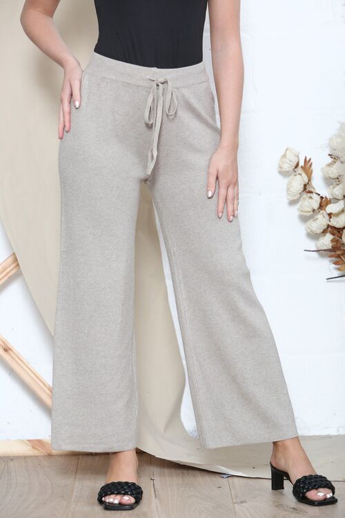 Taupe wide leg winter trousers