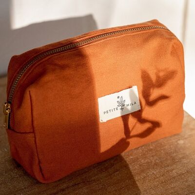 Terracotta toiletry bag, organic cotton