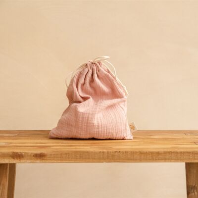 Plain pink pouch, organic cotton gauze