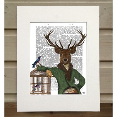 Deer and Bamboo Cage, Portrait, Book Print, Art Print, Wall Art
