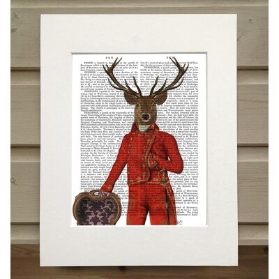 Deer in Red and Gold Jacket, Full, Book Print, Art Print, Wall Art