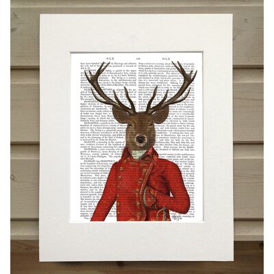 Deer in Red and Gold Jacket, Portrait, Book Print, Art Print, Wall Art