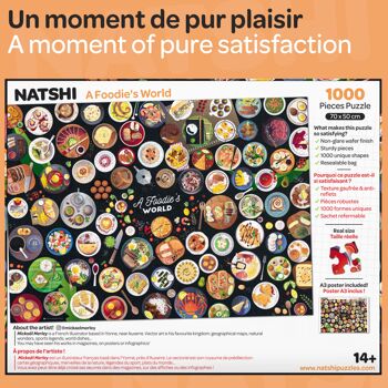 Puzzle 1000 pièces - A Foodie's World - 70 x 50 cm - Pièces Gaufrées & Mates - Avec Poster & Sachet refermable 3