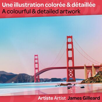 Puzzle 1000 pièces - Golden Gate - 70 x 50 cm - Pièces Gaufrées & Mates - Avec Poster & Sachet refermable 2