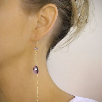Gold earrings with Tanzanite crystal drops
