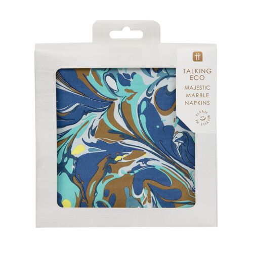 Eco-Friendly Marble Blue Party Napkins - 20 Pack