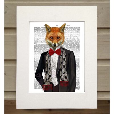 Fox with Red Bow Tie, Book Print, Art Print, Wall Art