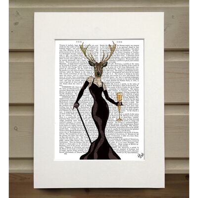 Glamour Deer in Black, Book Print, Art Print, Wall Art