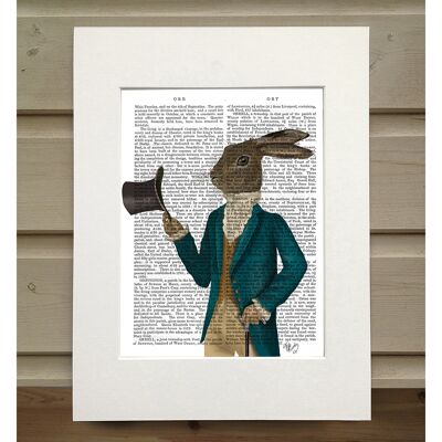 Hare In Turquoise Coat, Book Print, Art Print, Wall Art