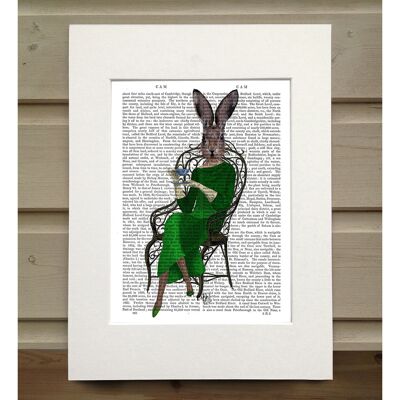 Lady Bella Rabbit Taking Tea, Book Print, Art Print, Wall Art