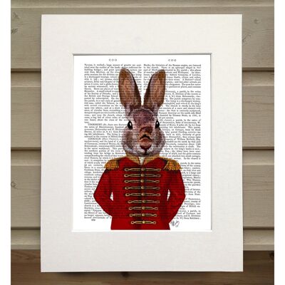 Military Rabbit in Red, Book Print, Art Print, Wall Art