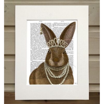 Rabbit and Pearls, Portrait, Book Print, Art Print, Wall Art