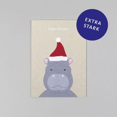 Carte postale hippopotame Gitte en carton pâte de bois